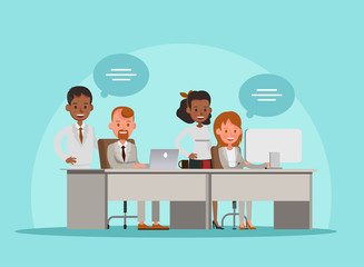 business people working in office vector character design no11