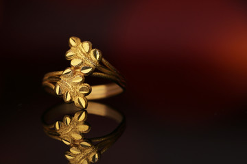 Olive leaves symbol on gold ring, Fashion gold ring