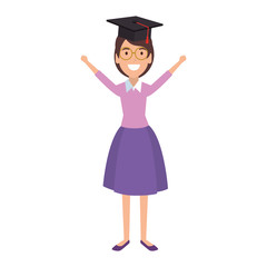 woman student celebrating with hat graduation