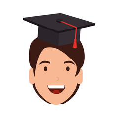 young man student head with hat graduation