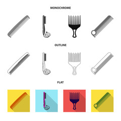 Vector design of brush and hair symbol. Collection of brush and hairbrush vector icon for stock.