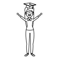 woman student celebrating with hat graduation