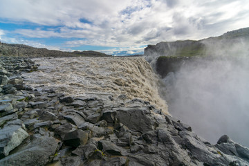 Dettifoss Waterfall and canyon, North Iceland
