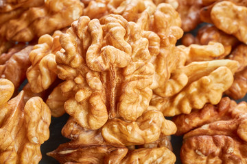 Close up picture of walnuts, selective focus.