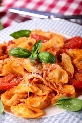 Traditional italian dish - tortellini with tomato sauce