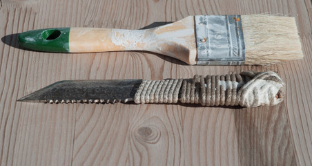 Brush and handmade knife