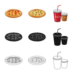 Vector design of pizza and food symbol. Set of pizza and italy stock vector illustration.