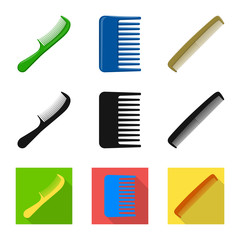 Vector illustration of brush and hair logo. Collection of brush and hairbrush stock symbol for web.