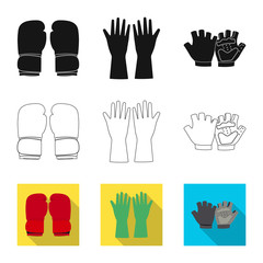 Isolated object of glove and winter symbol. Set of glove and equipment stock vector illustration.