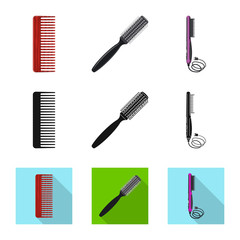 Isolated object of brush and hair sign. Collection of brush and hairbrush stock symbol for web.