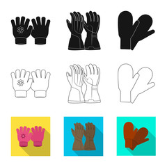 Vector design of glove and winter symbol. Set of glove and equipment stock vector illustration.