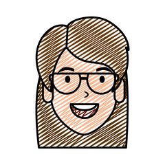 beautiful woman with glasses head character