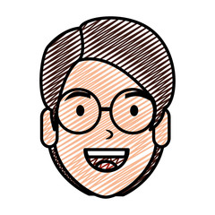 young man with glasses head character