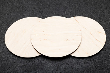 Drink coaster mockup, beer wooden mat.