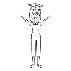 woman student celebrating with hat graduation