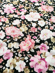 Fototapeta na wymiar Floral cotton fabric texture background