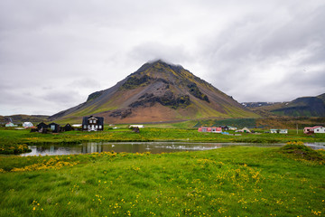 Scenic view of Hellnar fishing village ,Iceland.