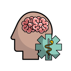 profile human head brain mental caduceus