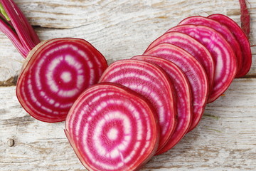 Sliced striped beetroot chioggia