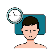 man sleeping on the bed clock time