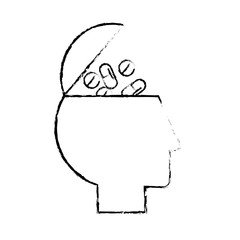 profile human head filled pills medication