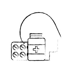 profile human head medicine pharmacy pills bottle