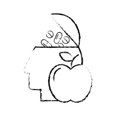 profile head filled pills medication food healthcare