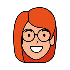 beautiful woman with glasses head character