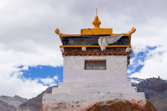 A small Tibetan monastery in the mountains.