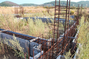 abandoned construction object. formwork for foundation