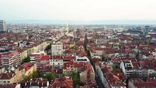 Aerial view of Red roofs of Sofia in Bulgaria
