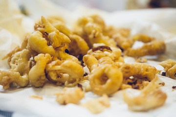 Fried squid rings plate