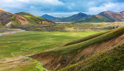 Fototapeta na wymiar Landmannalaugar nature reserve in the heart of Iceland's southern Highlands
