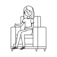 young woman sitting on the couch