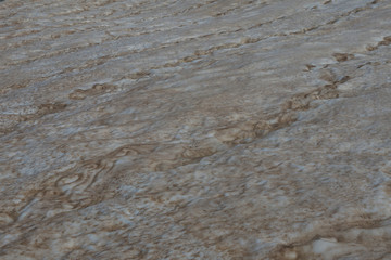 a perennial snowfield in the Caucasus mountains close-up