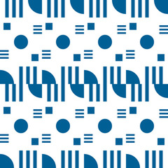 Geometric vector seamless pattern in retro style . Modern  background with circles, lines and other simple shapes.