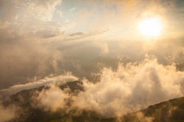 clouds over the mountains