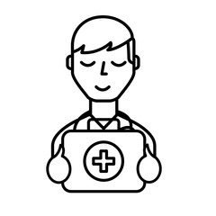 doctor professional with emergency kit first aid