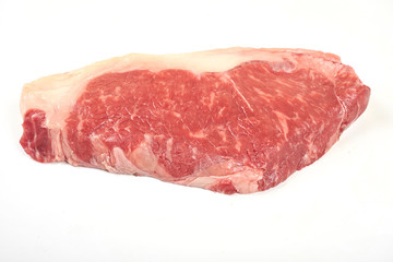 fresh raw steak isolated on white background.