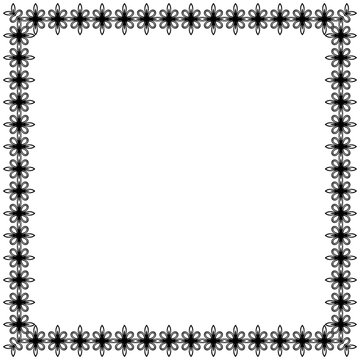 Classic square frame with arabesques and orient elements. Abstract ornament with place for text. Vintage black and white pattern