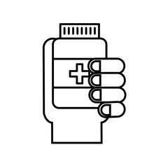 hand holding bottle medicine healthcare