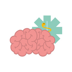 brain mental caduceus healthcare symbol