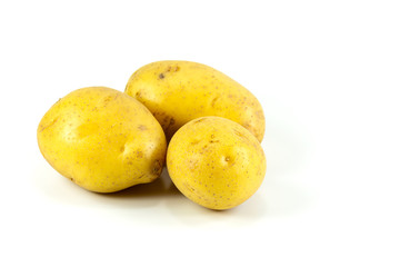 raw potatos isolated on white background