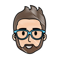 young man with glasses and beard head
