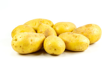 raw potatos isolated on white background
