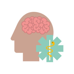 profile human head brain mental caduceus
