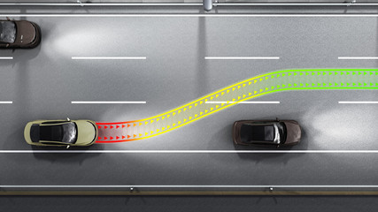 modern concept of a safe car Collision monitoring system 3d render image