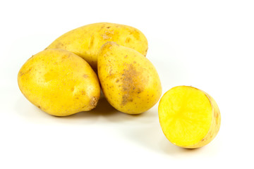 raw potatos isolated on white background