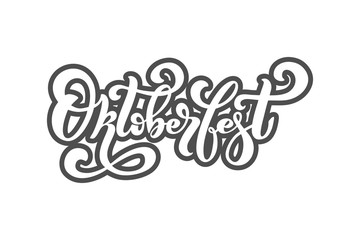 oktoberfest . Logo, handwritten lettering for restaurant, cafe menu. drawing of beer mugs. Vector elements for labels, logos, badges, stickers or icons. Vector illustration, food design.