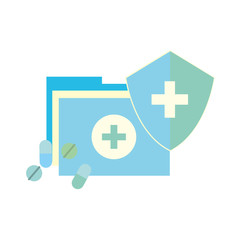 medical folder and pills shield protection